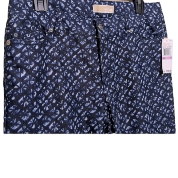 Mk Michael Kors Women's Size 6 Pants Navy Blue White Geometric Tie Dye Pattern - Picture 3 of 14